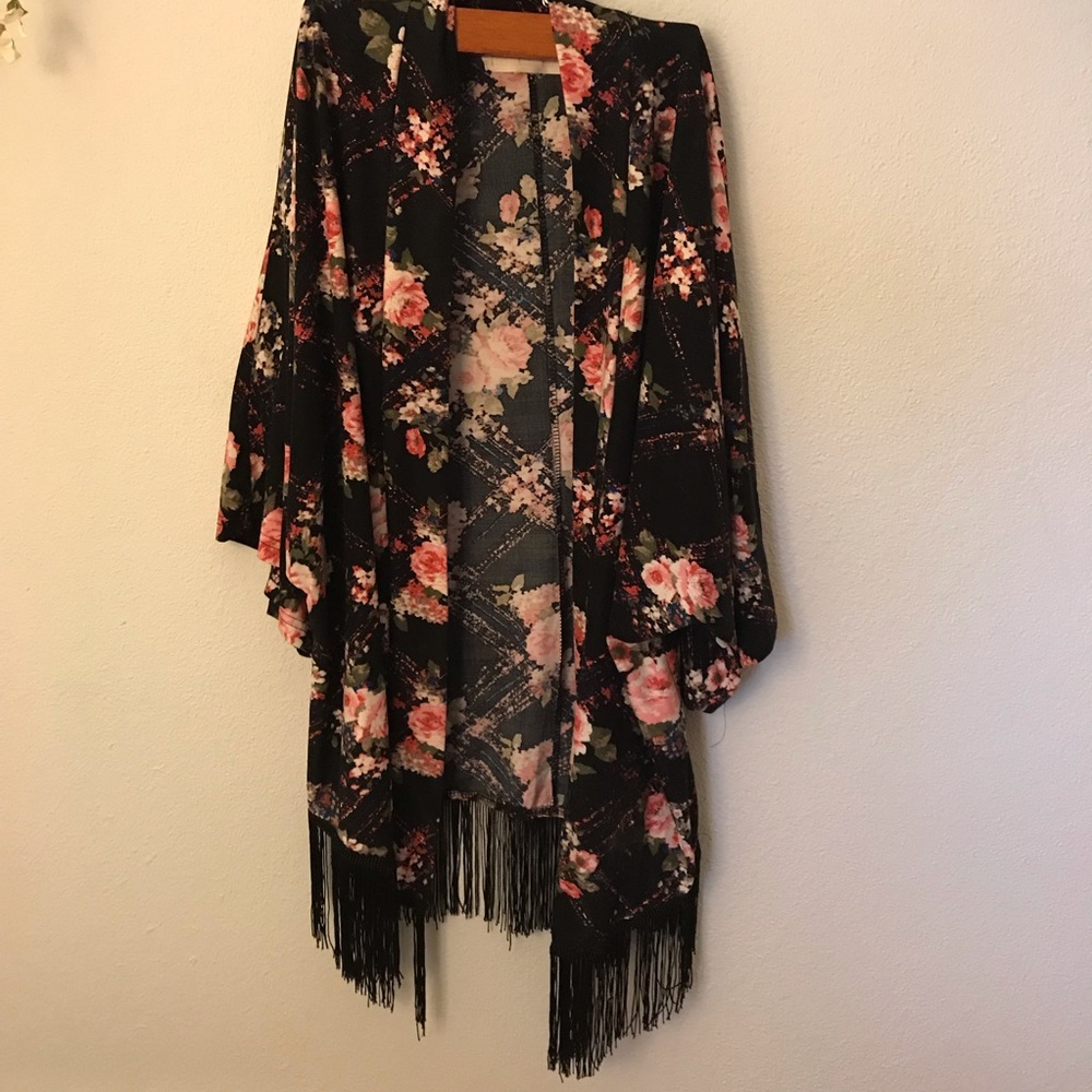 French Laundry Floral Fringe Kimono